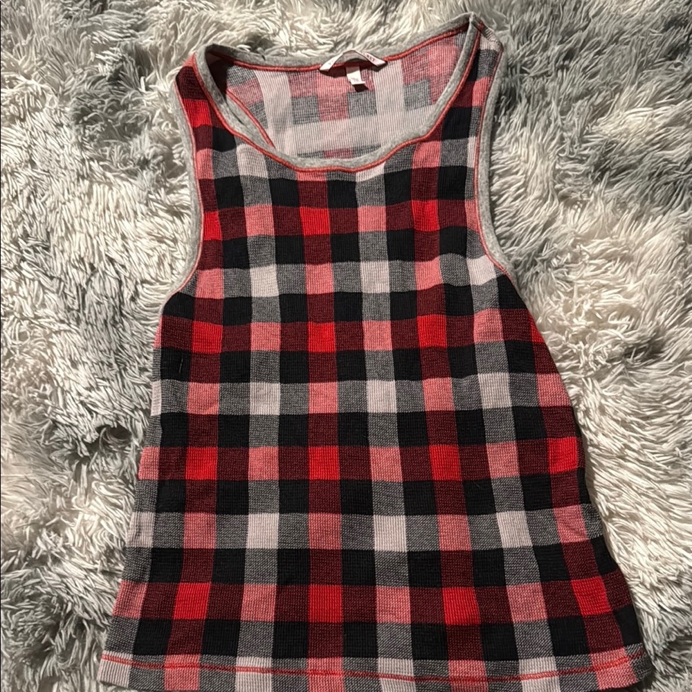 Victoria's Secret Gray and Red Plaid Top